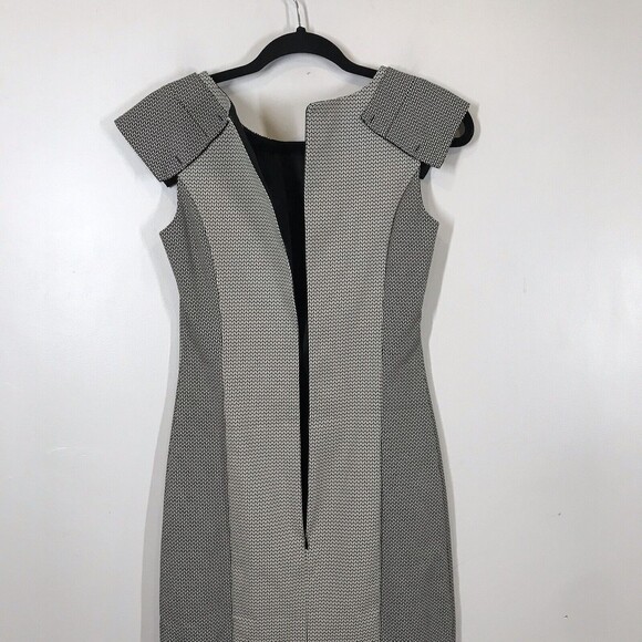 Veronika Maine Womens Black & White Size 6 Knee Length Short Sleeve Sheath Dress - Picture 7 of 14